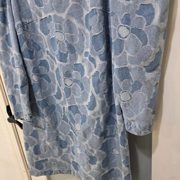 Kate Spade Womens Denim Puff Sleeve Floral Jacquard Dress Size 8 Blue Shift - Picture 7 of 12